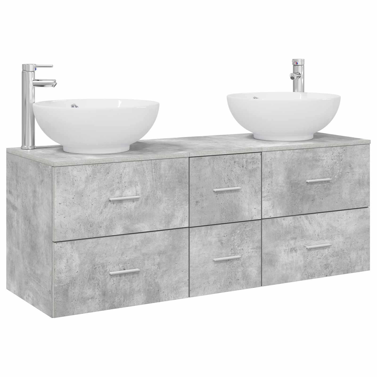 Badezimmerschrank-set 3 Stk. Betongrau 129 X 44,5 X 80 Cm Vidaxl