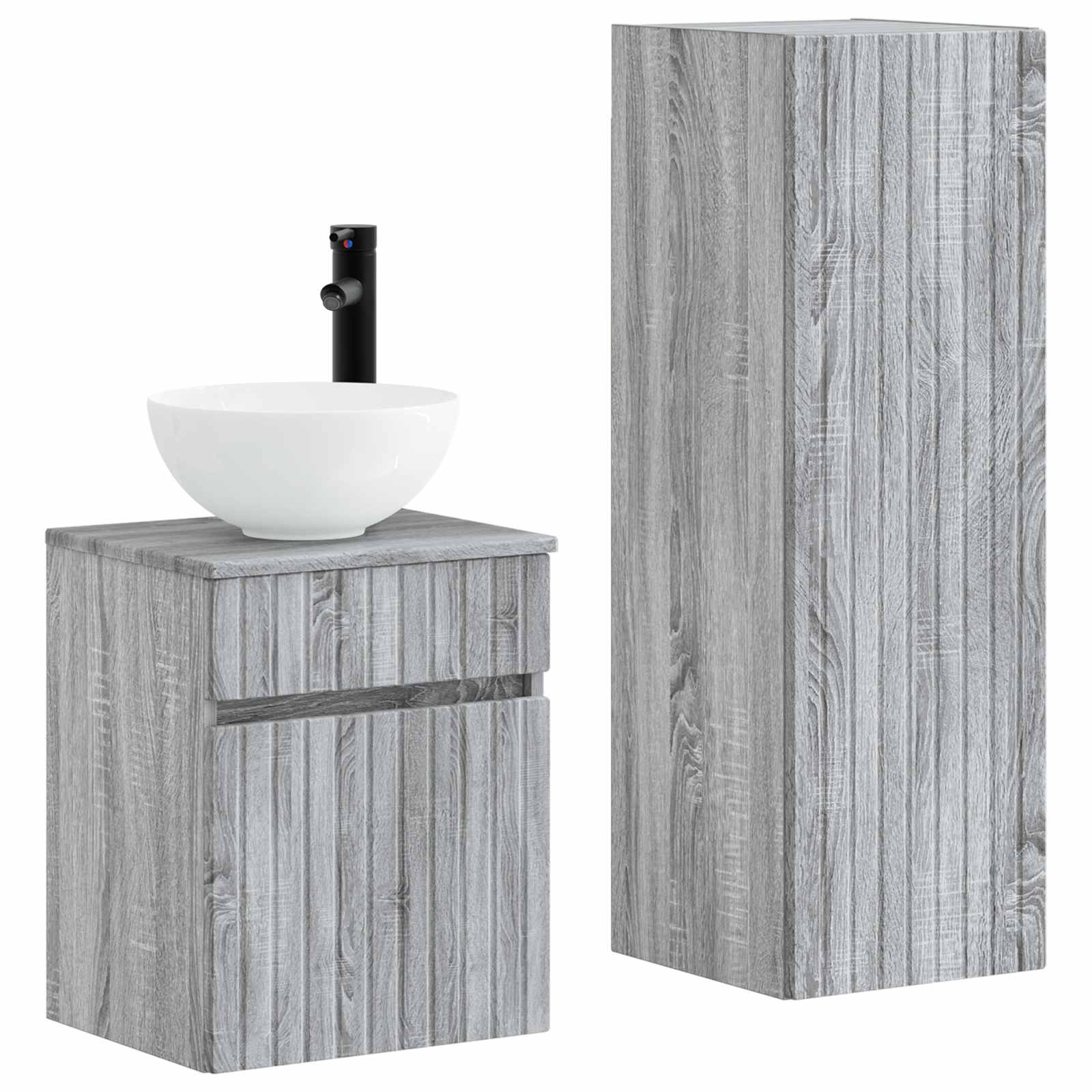 Badezimmerschrank-set 2 Stk. Grau Sonoma 33 X 34,5 X 100 Cm Vidaxl