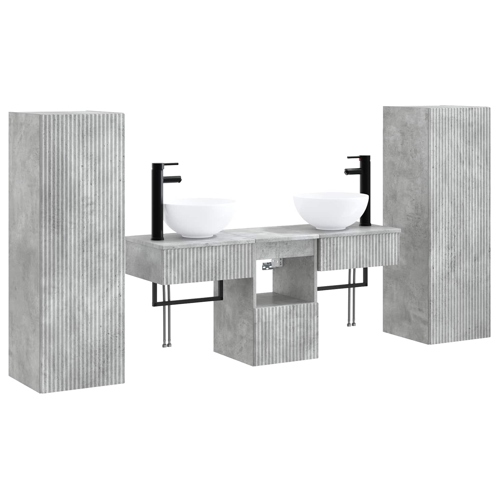 Badezimmerschrank-set 5 Stk. Betongrau 33 X 34,5 X 100 Cm Vidaxl