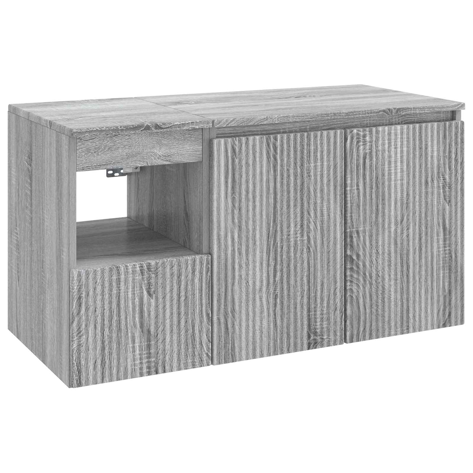 Badezimmerschrank-set 2 Stk. Grau Sonoma 92,5 X 44,5 X 50 Cm Vidaxl