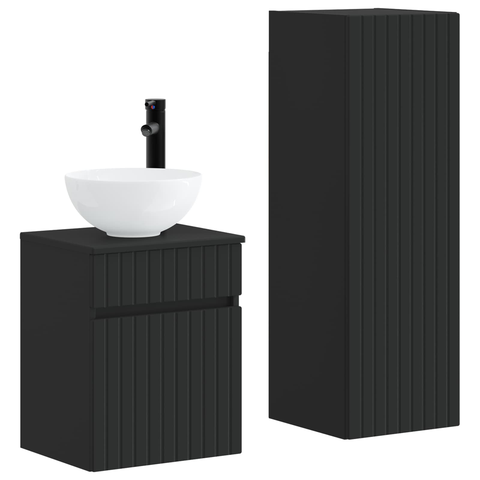 Badezimmerschrank-set 2 Stk. Schwarz 33 X 34,5 X 100 Cm Vidaxl