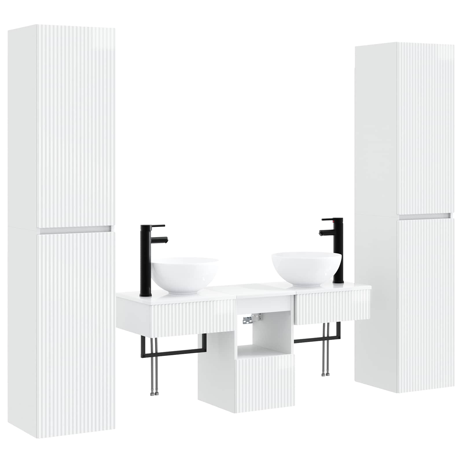 Badezimmerschrank-set 5 Stk. Hochglanz Weiß 33 X 34,5 X 160 Cm Vidaxl