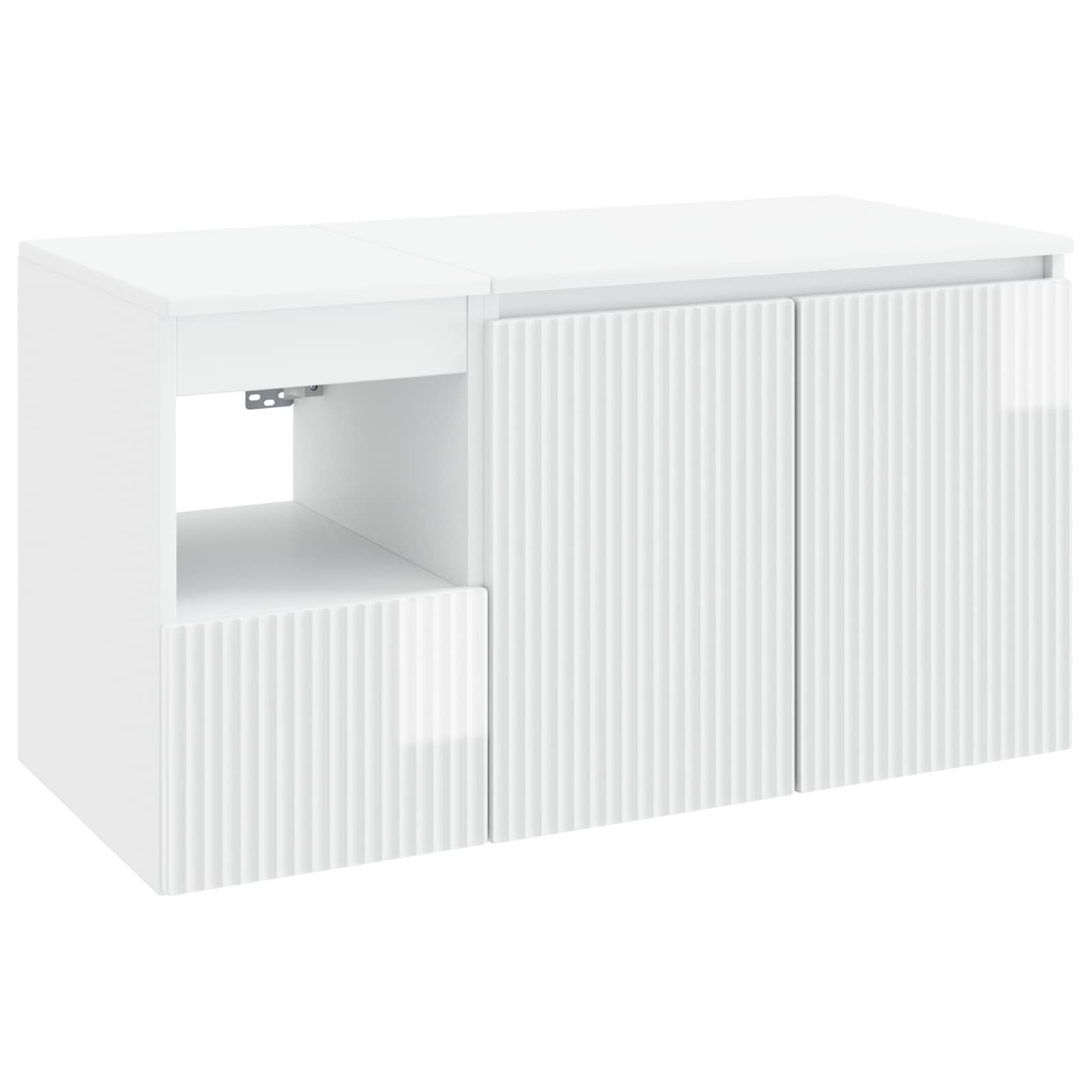 Badezimmerschrank-set 2 Stk. Hochglanz Weiß 92,5 X 44,5 X 50 Cm Vidaxl