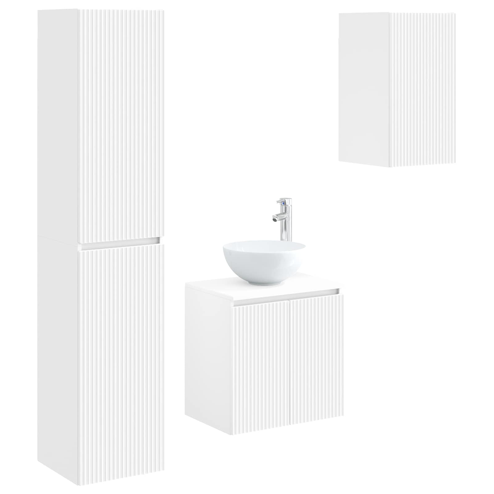 Badezimmerschrank-set 3 Stk. Weiß 33 X 34,5 X 160 Cm Vidaxl