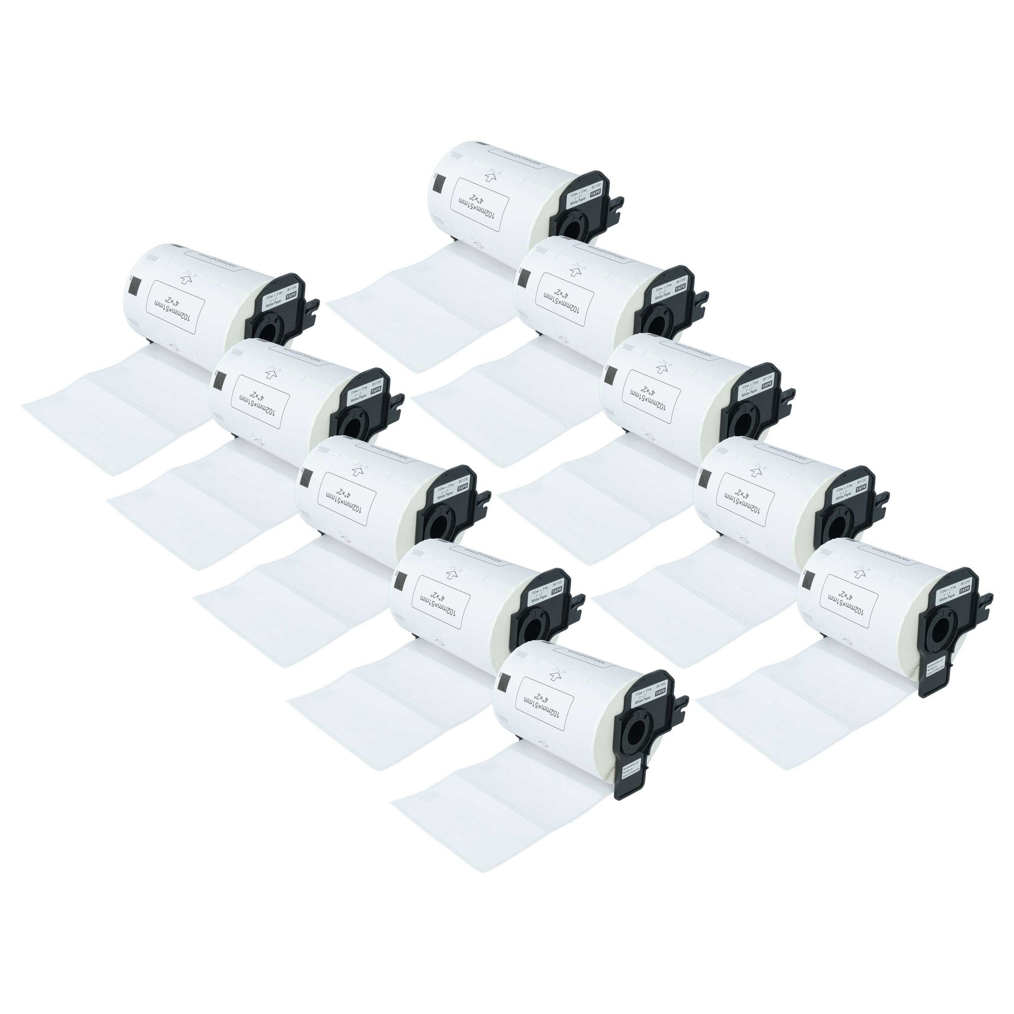 Vhbw - 10x Etiketten-rolle Mit Halter 102mm X 51mm (600 Etiketten) Kompatibel Mit Brother Pt Ql500bw, Ql-550, Ql500bs Etiketten-drucker