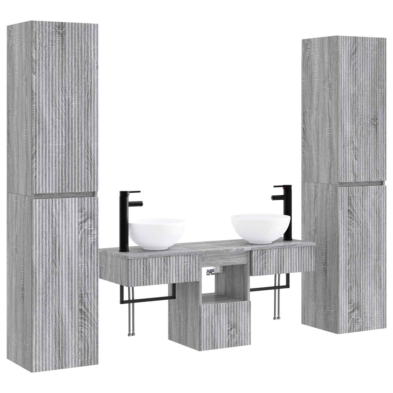 Maison Exclusive - Badezimmerschrank-set 5 Stk. Grau Sonoma 33 X