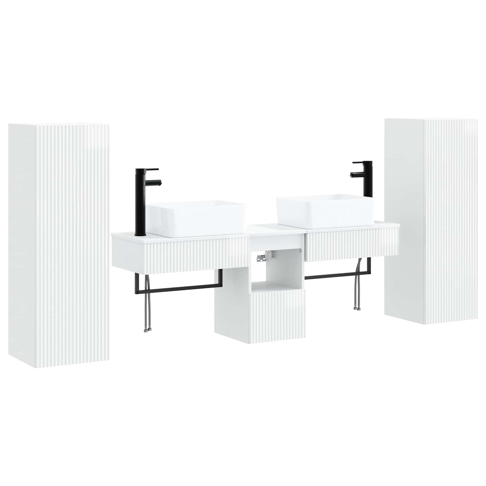 Maison Exclusive - Badezimmerschrank-set 5 Stk. Hochglanz Weiß 13