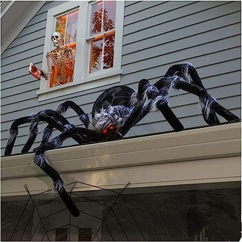 Riesige Schwarze Halloween-spinne, Weich Und Furchterregend, Außendekoration, 150 Cm.