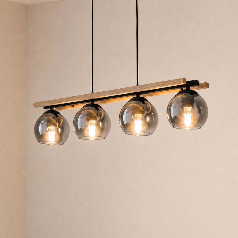 [gebraucht] B-ware Lindby Hängelampe Hängeleuchte Enrique Led Pendelleuchte Lampe 4-flammig Grau