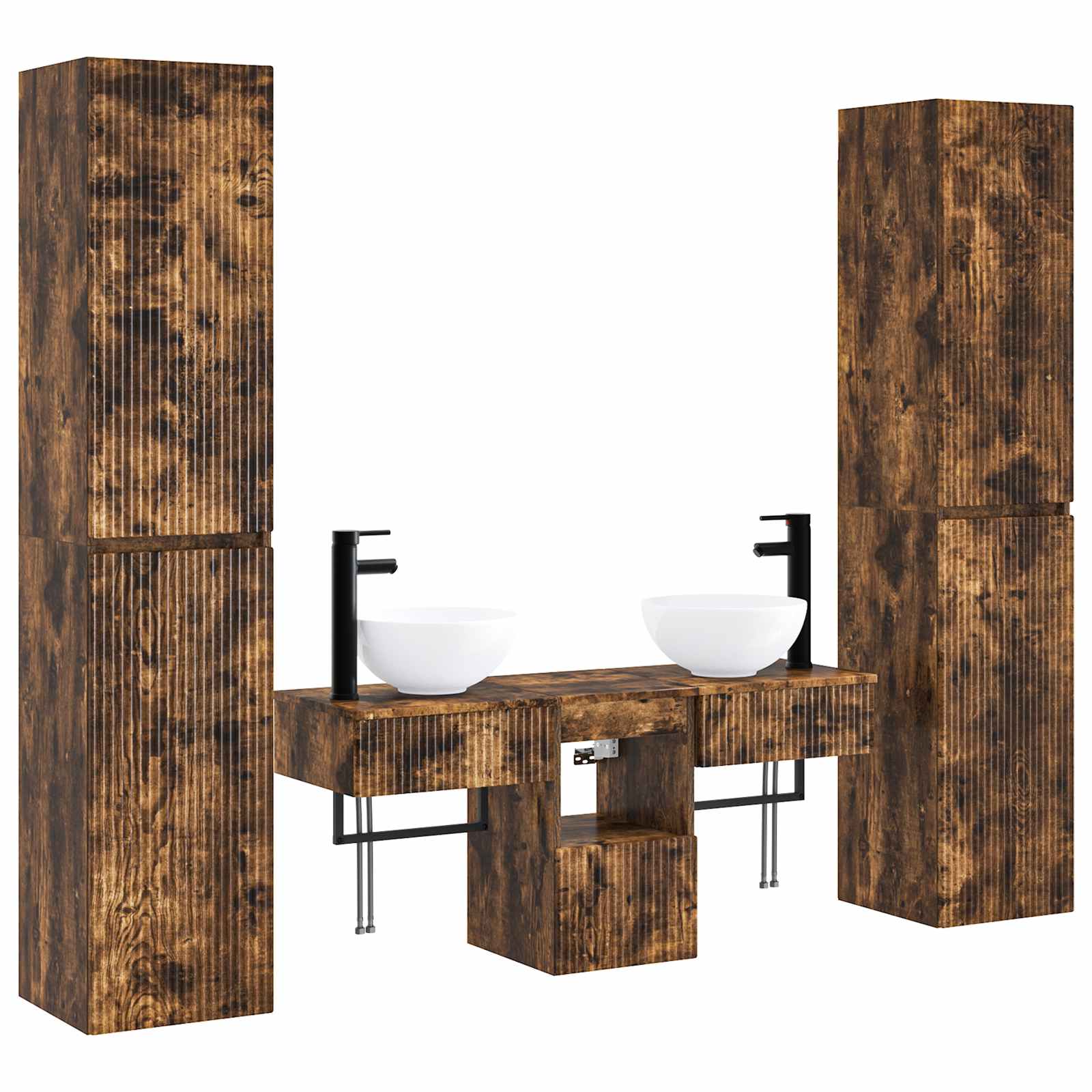 Maison Exclusive - Badezimmerschrank-set 5 Stk. Geräucherte Eiche