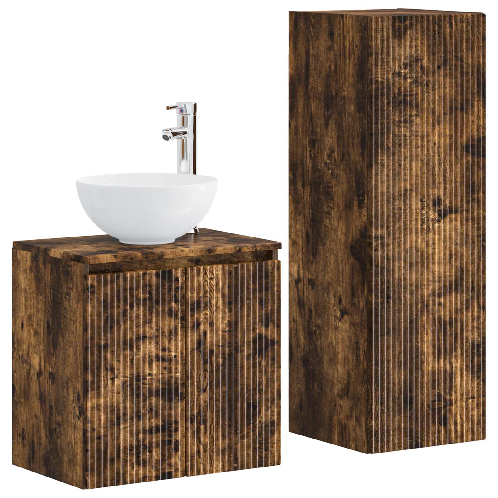 Maison Exclusive - Badezimmerschrank-set 2 Stk. Geräucherte Eiche