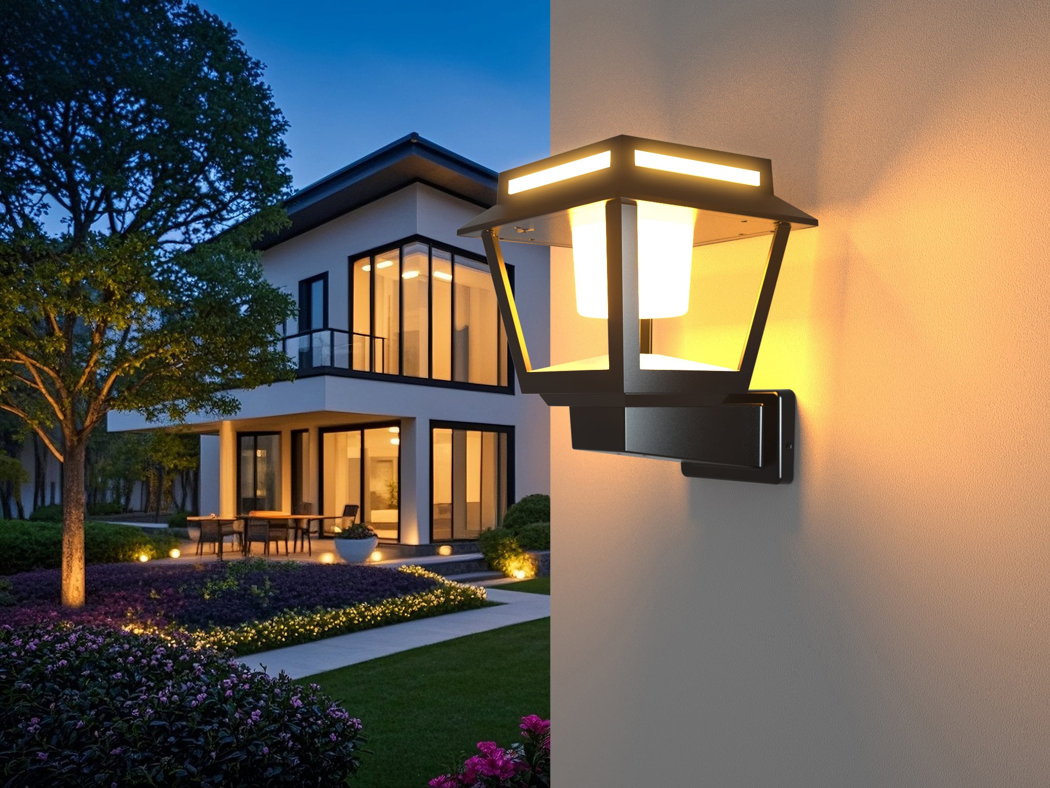 Led Wandleuchte Solar 15w Tower 100lm/w Mit Bewegungssensor 3000k - 4000k - 6500k Schwarz Wählbar (warm-neutral-kalt)