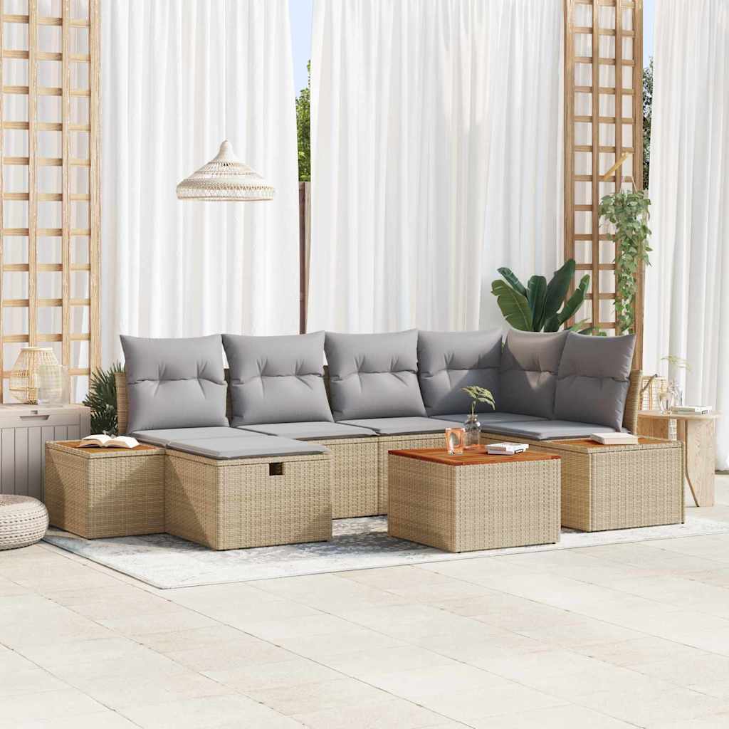 Teenpull – Garten-sofa-set 7 Pcs Beige 55 X 62 X 69 Cm Poly Rattan