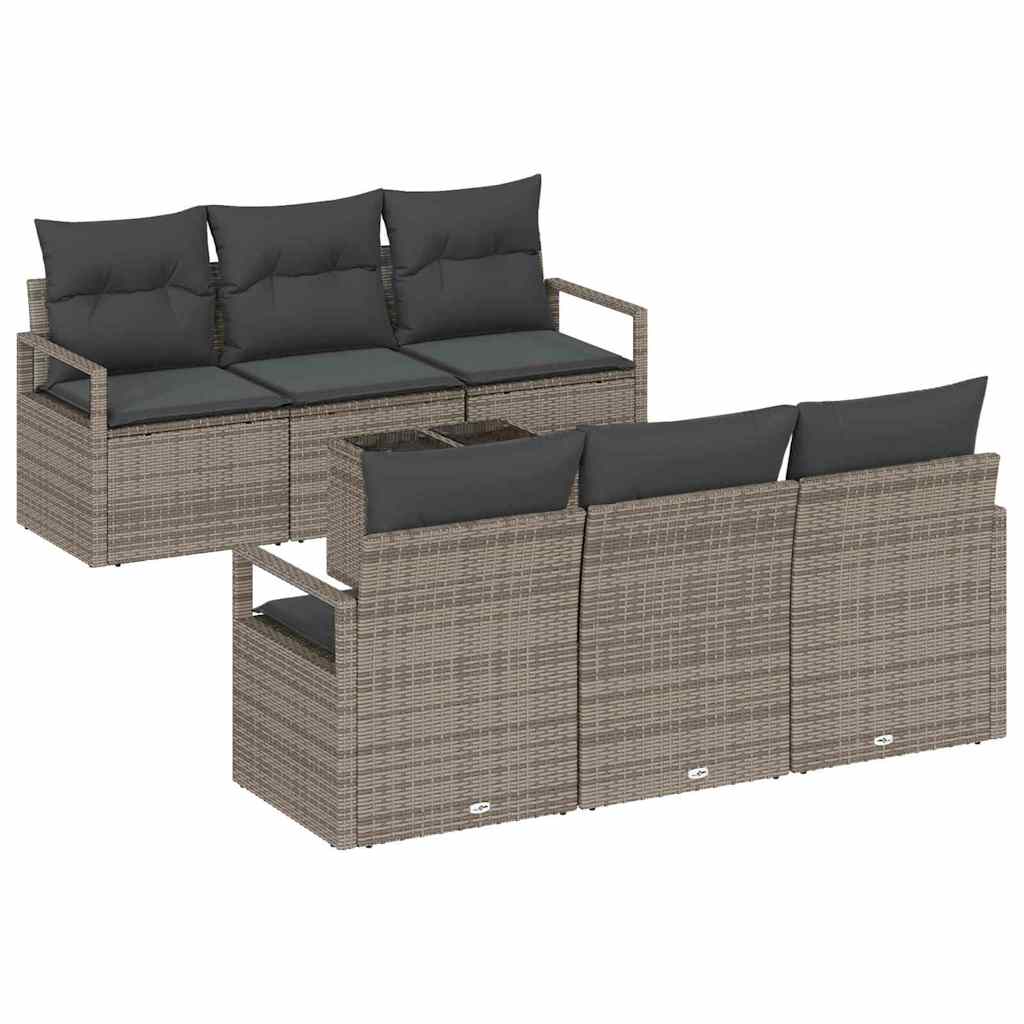 Terrassensofa - Sofa Set Mit Kissen 7 Pcs Grau Poly Rattan