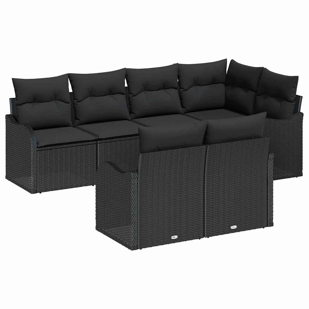 Vidaxl Rattansofa - Garten-sofa-set Mit Kissen 7 Pcs Schwarz Poly Rattan