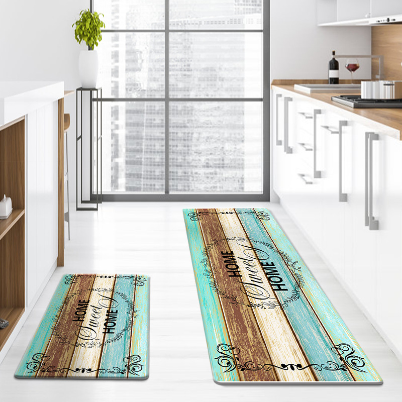 Breiter Rand Aus Pu-leder Für Küche/eingangsbereich, Wasserfest Und Ölabweisend, Für Den Wohnbereich – Farbenfrohe Holzoptik – 44 X 150 X 1 Cm