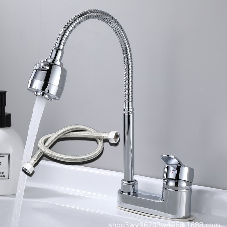 Freistehendes Messingwaschbecken Mit Schwenkbarem Zweiloch-wasserhahn Für Spülbecken, Waschbecken Und Haartrockner Inklusive Warm-/kaltwasserhahn. Universelles Design Aus Einer Aluminiumlegierung Mit