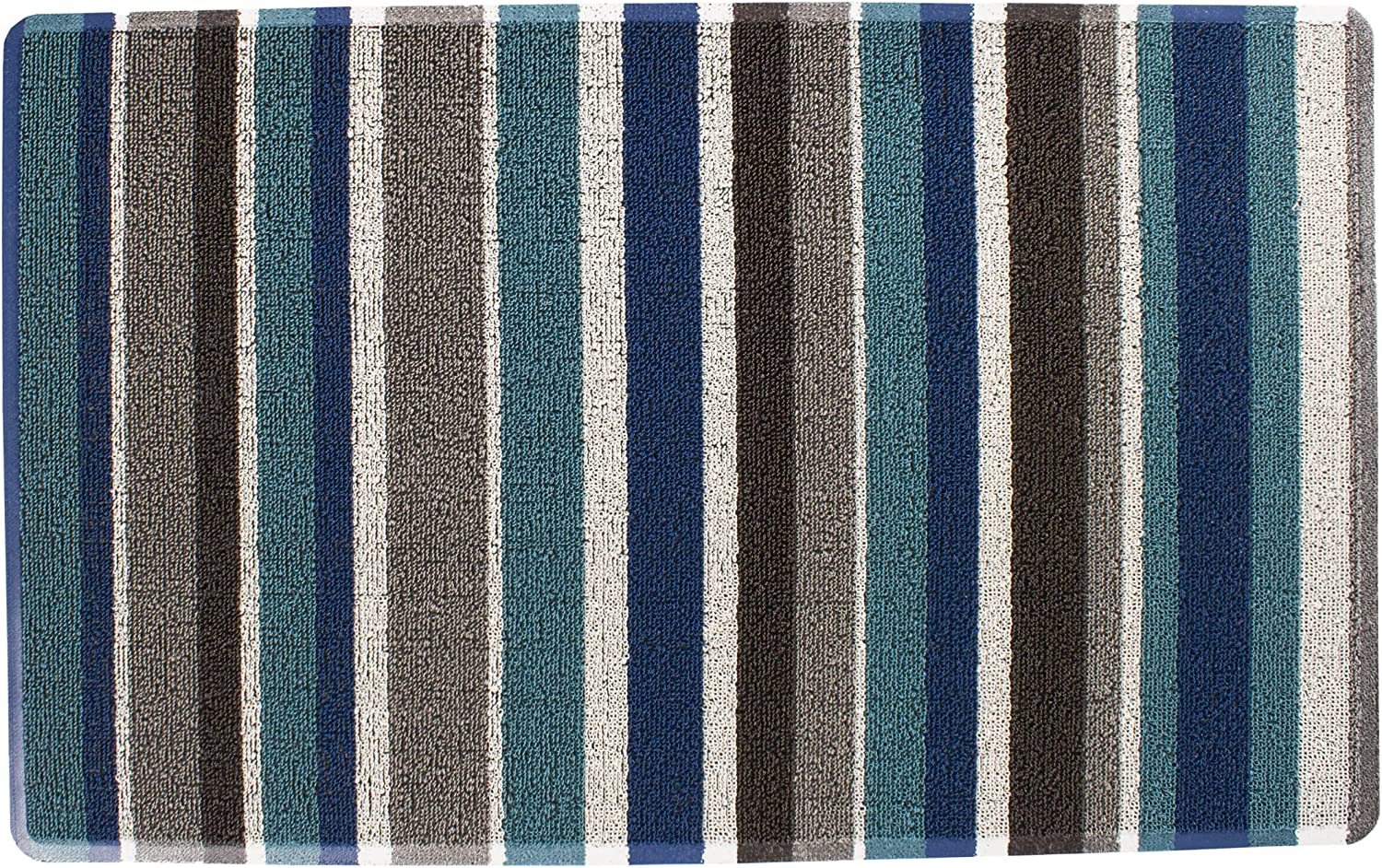 Teslin Eingangsmatte Aus Bedrucktem Schlingenfleece, Schmutzfangmatte, Rutschfeste Outdoor-matte, Blau-grau Gestreift – 45 X 75 Cm
