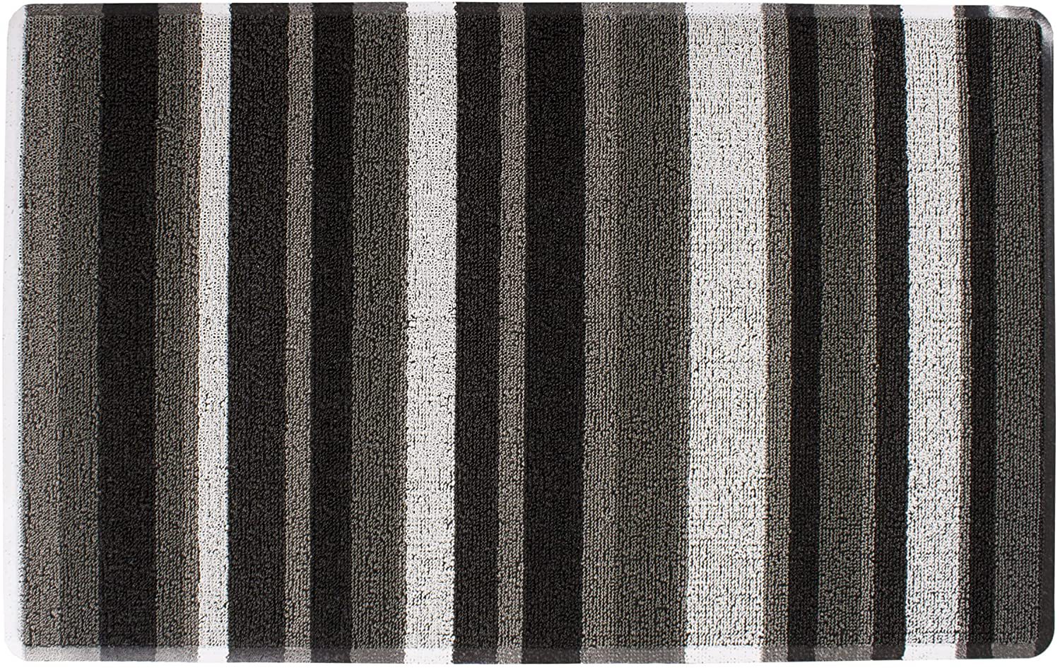 Teslin Eingangsmatte Aus Bedrucktem Schlingenfleece, Schmutzfangmatte, Rutschfeste Outdoor-matte, Schwarz-grau Gestreift – 45 X 75 Cm