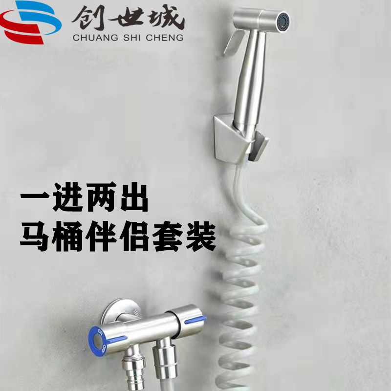 Wc-bidet-sprühset Aus Edelstahl 304, Spülkopf, Hochdruck-wasserpistole – Gebürstete Oberfläche