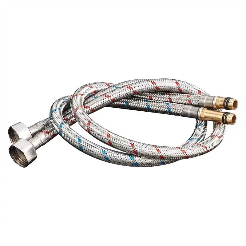 Warm- Und Kaltwasserzulaufschlauch Für Wasserhahn, 1/4 Zoll Flexibler Edelstahlanschluss Für Küchenspülen Und Waschbecken, Einseitiger, Spitz Zulaufender Wasserzulaufschlauch - Edelstahlmutter + Spitz