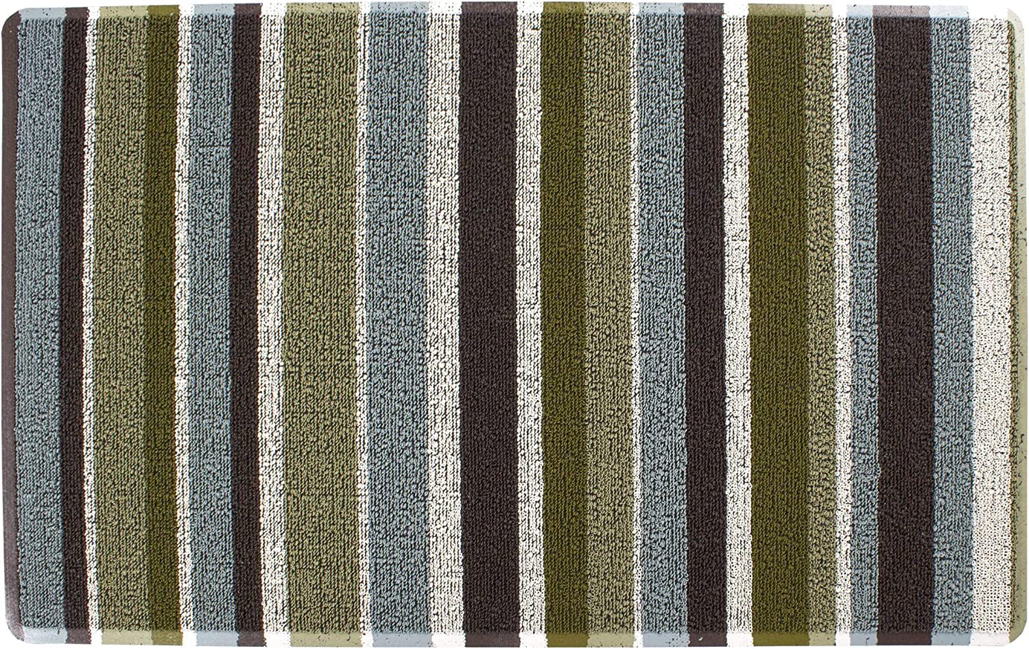 Teslin Eingangsmatte Aus Bedrucktem Schlingenfleece, Schmutzfangmatte, Rutschfeste Matte, Outdoor-matte, Schlingenfleece-eingangsmatte – Grüne Streifen – 45 X 75 Cm