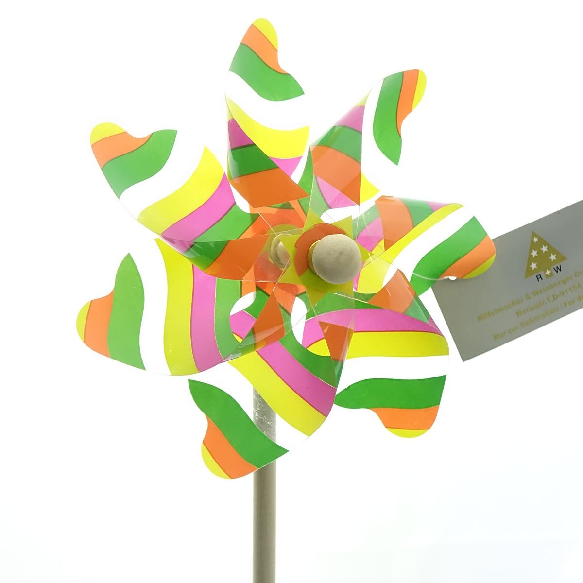 Riffelmacher Windmühle Bunt Mit Orange Gestreift & Transparent Ø 17 Cm X 48 Cm