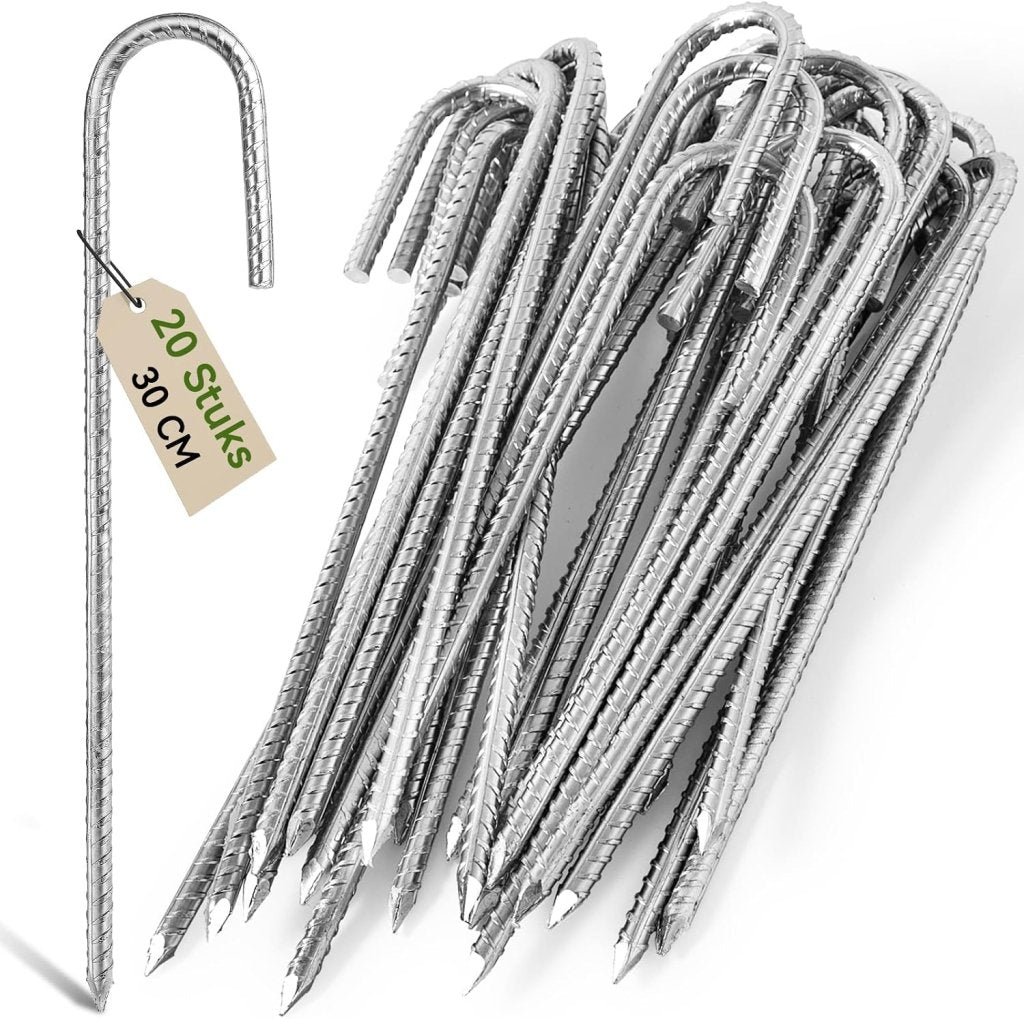 Erdnägel, 6 Stück, 30 Cm, Aus Verzinktem Stahl Mit J-haken – Trampolinanker – Bodenanker