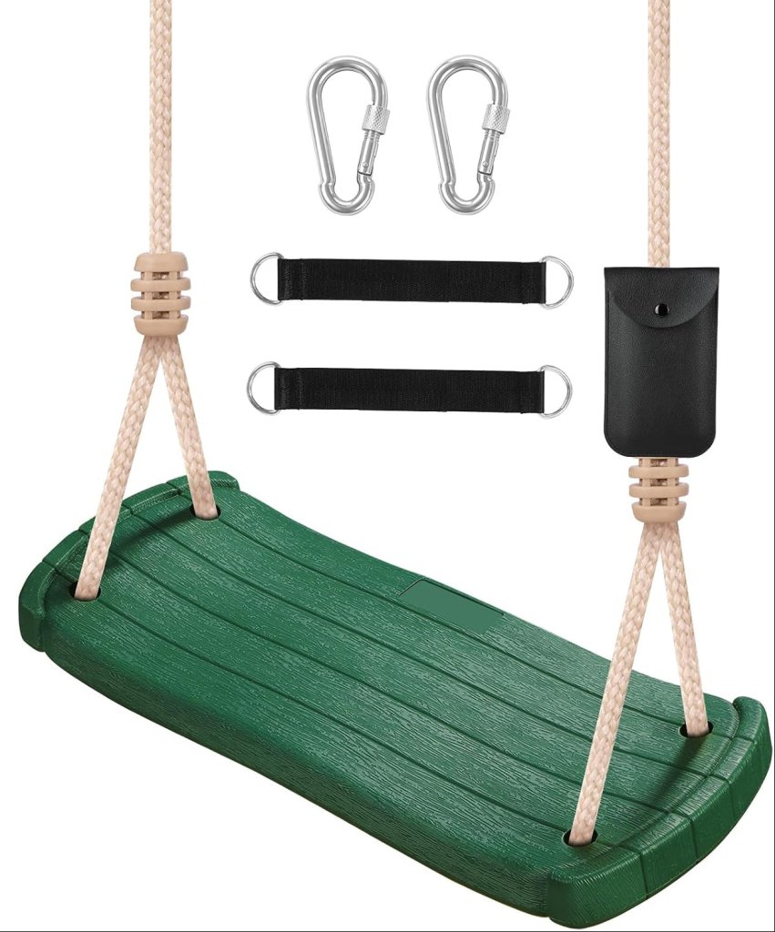 Kinderschaukel Mit Baumgurten Und Karabinerhaken, Bis 113 Kg, Grün – Schaukelsitz – Drinnen Und Draußen