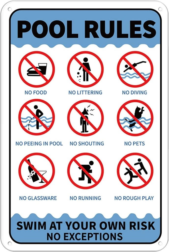 Bleiben Sie Beim Schwimmen Mit Klaren Schwimmbadregeln Sicher - Schwimmbadschild, Schwimmbad-schild