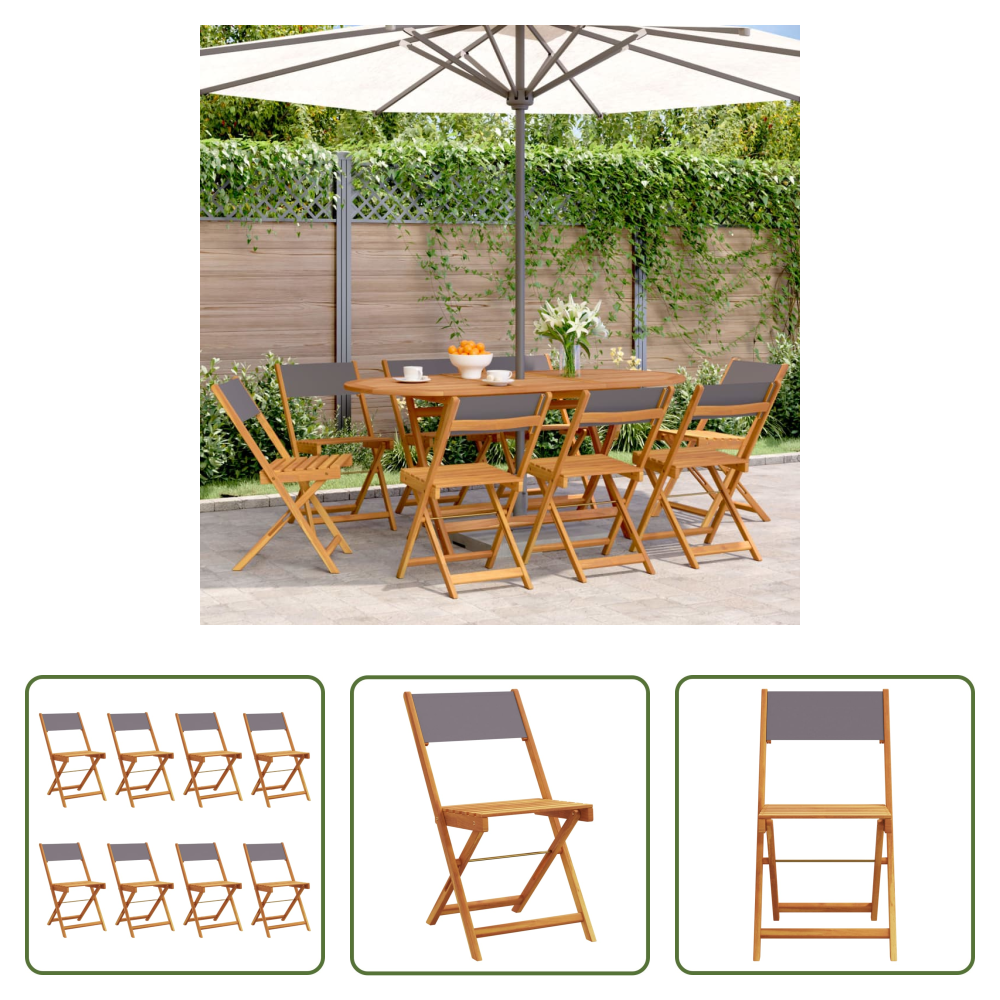 Klappbarer Stuhl - Gartenstühle 8 Stk. Klappbar Anthrazit Stoff Und Massivholz