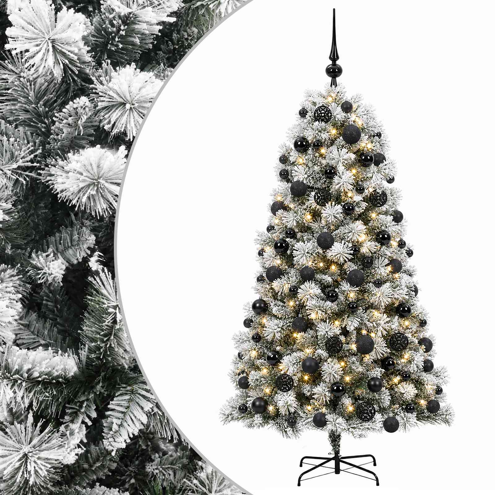 Vidaxl Artificial Hinged Christmas Tree With Baubles 180 Cm 300 Leds
