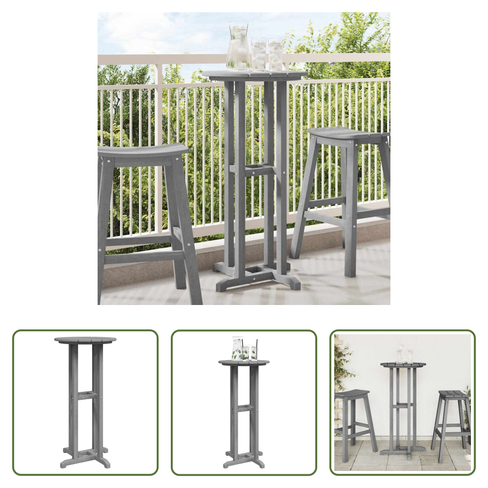 Vidaxl Terrasse - Bartisch Hellgrau 55 X 55 X 107 Cm Polyethylen