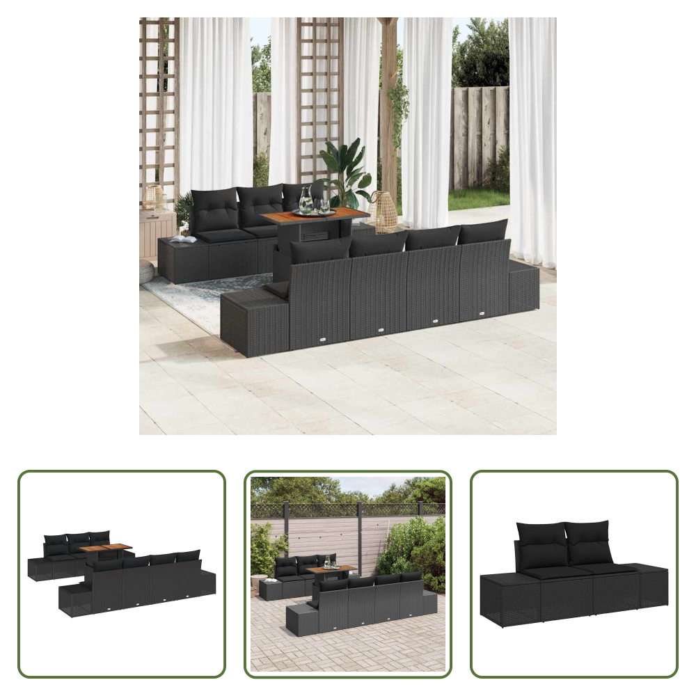 Gartenessens - Garten Essgruppe Mit Kissen 8 Pcs Schwarz Und Braun
