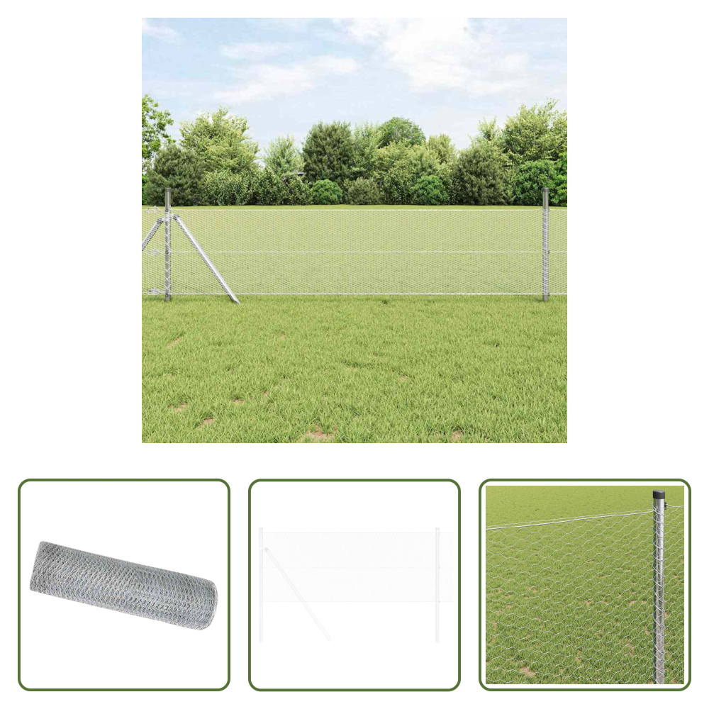 Vidaxl Terrassenzaun - Hexagonzaun Silber 0,6 X 50 M Verzinkter Stahl
