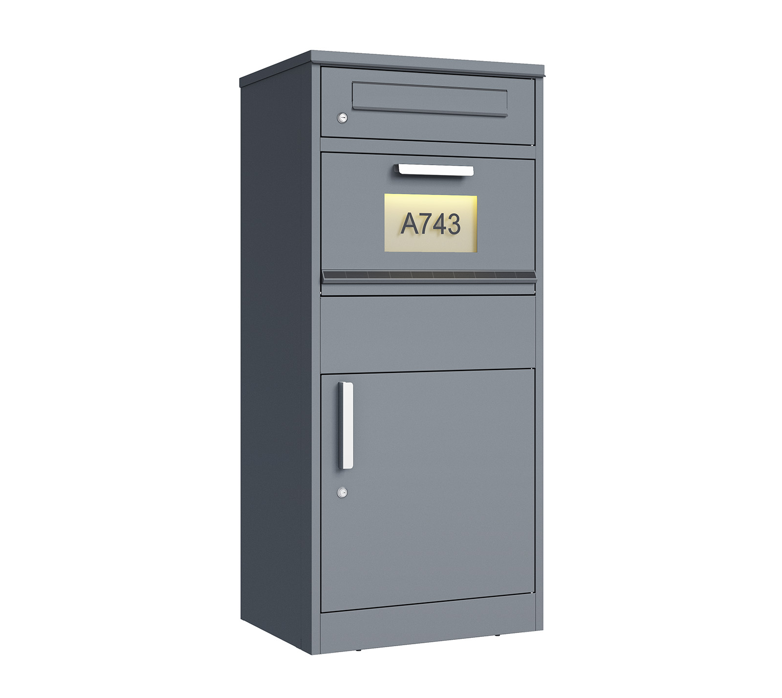 Westmann Nox Metall Paketbox Mit Briefkasten Und Led Anthrazit 50x38,5x112 Cm
