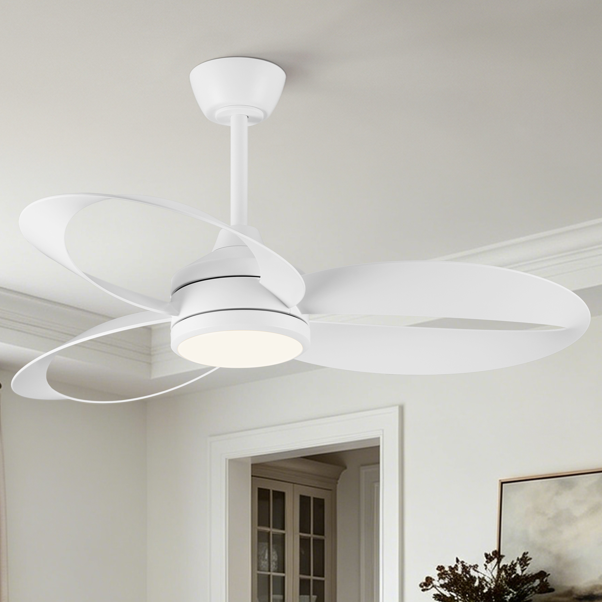 Parrot Uncle Deckenventilator Mit Licht Led 106 Cm, Weiß, Leiser Dc-motor, Fernbedienung, 6 Geschwindigkeiten, Dimmbares Led-licht, Sommer-winter-funktion Für Schlafzimmer Wohnzimmer
