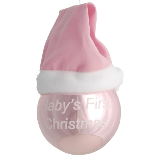 Krebs Glas Lauscha Weihnachtsornament Babykugel Rosa 1-tlg. 8cm