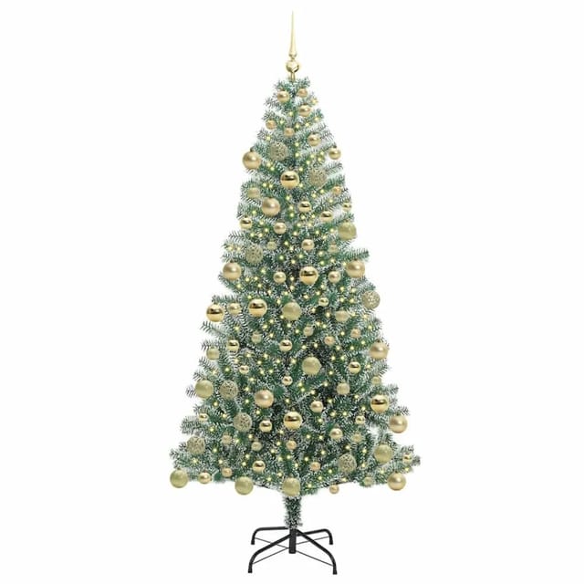 vidaXL Künstlicher Weihnachtsbaum Beschneit mit LED Licht 180 cm 3396819