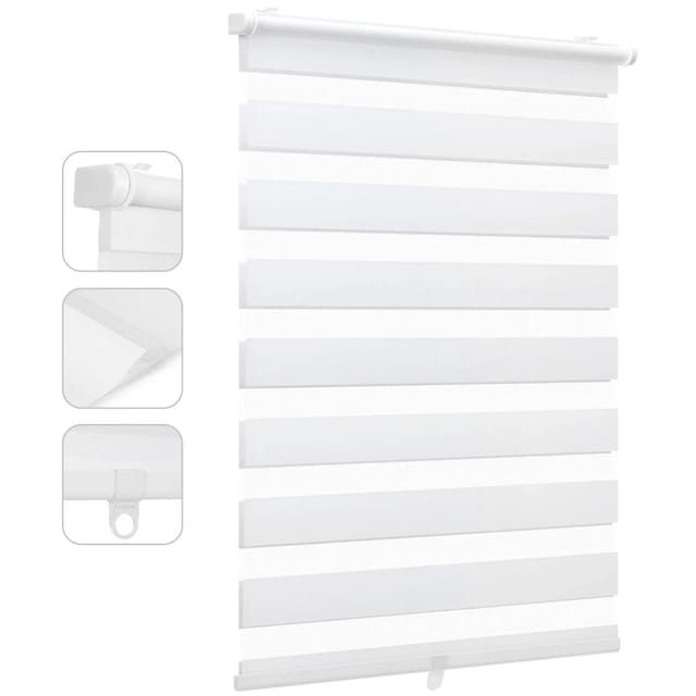 Sekey Doppelrollo Schnurlos Klemmfix ohne Bohren Sichtschutz Weiß 40x150cm