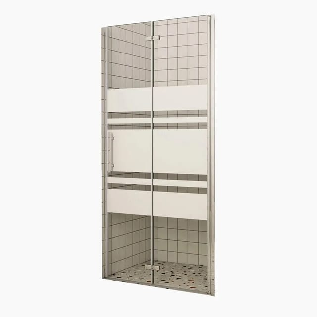 Duschparadies Duschtür Falttür 80 x 195cm Nischentür Drehtür Glastür Duschwand 6mm Nano Gestreiftesglas Hochglanz Verchromt Rechts