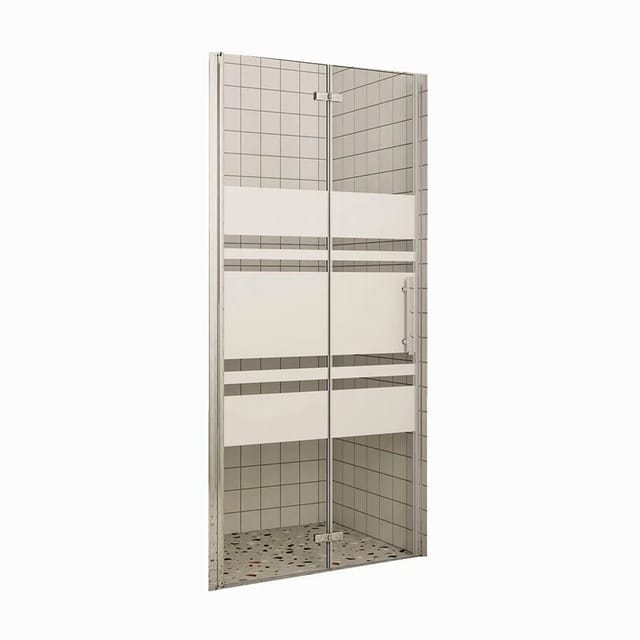 Duschparadies Duschtür Falttür 110 x 195cm Nischentür Drehtür Glastür Duschwand 6mm Nano Gestreiftesglas Hochglanz Verchromt Links