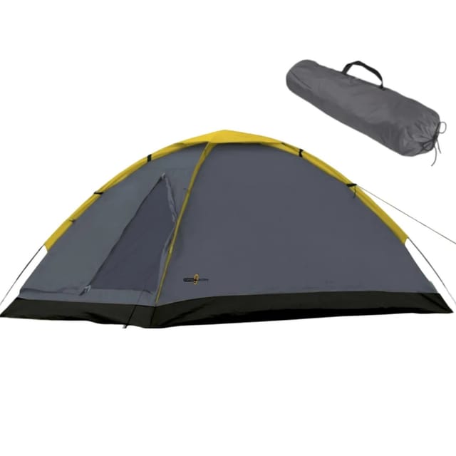 JUNG Kuppelzelt 2 Person 200x120cm Zelt Grau Leicht Robust Wetterfest Campingzelt Reisezelt Familienzelt Einfach Aufzubauen Vielseitig Camping Wandern