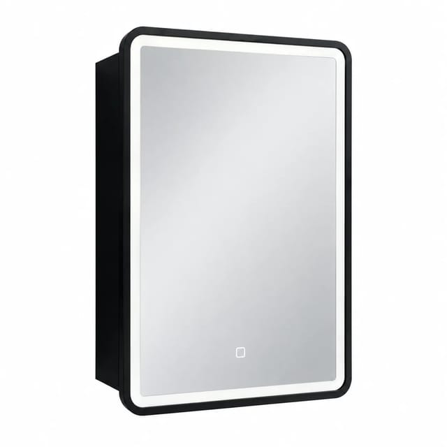 Swiss Aqua Technologies Spiegelschrank mit LED Beleuchtung und Sensor IP44 50x71CM Metall Schwarz Matt