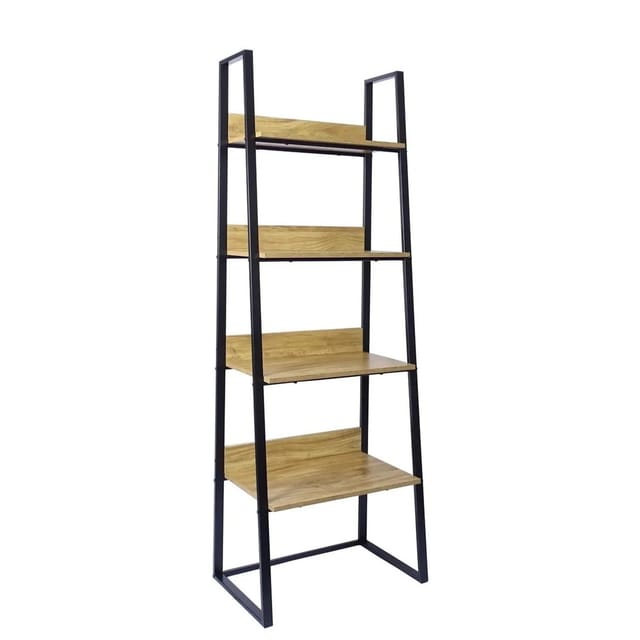 Swiss Aqua Technologies Standregal 60x170x36,5CM Glänzend Schwarzer Metallrahmen Ahorn