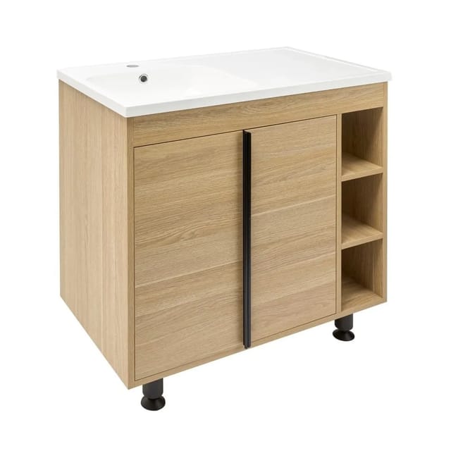 Swiss Aqua Technologies Waschtisch mit Unterschrank Stehend 79x70x45CM Eiche Matt
