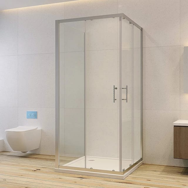 Aquabatos Eckdusche U-Form Duschkabine Eckeinstieg mit Schiebetür 75 x 75 x 187 cm