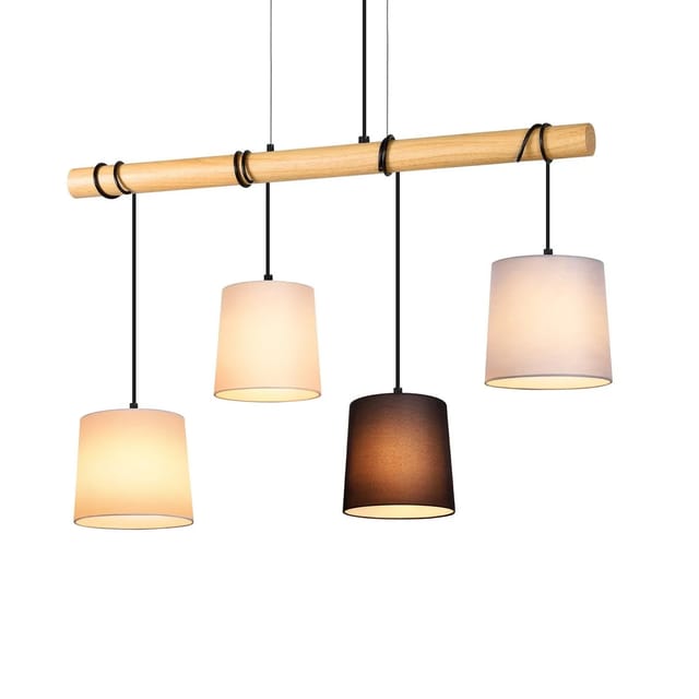 NETTLIFE Pendelleuchte aus Holz und Textil L175cm Braun
