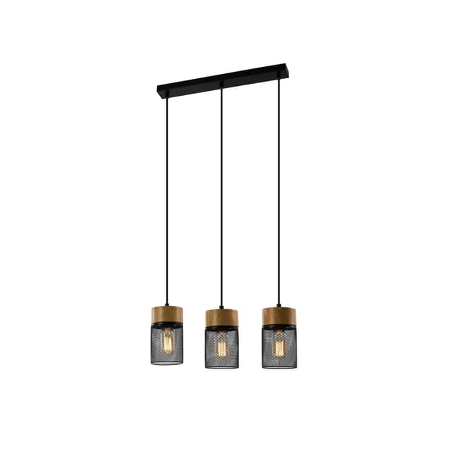 NETTLIFE Pendelleuchte aus Holz L173cm Schwarz