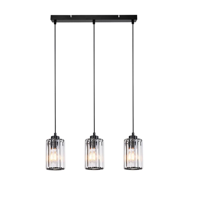 NETTLIFE Pendelleuchte aus Metall L140cm Schwarz 3 Flammig H40cm